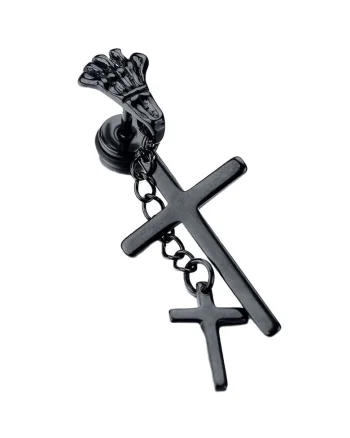 Cercei cruciulita 4199 inox, Negru