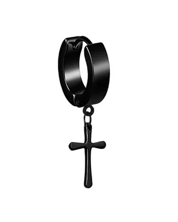 Cercei cruce 4205 inox, Negru
