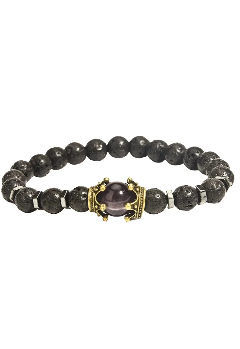 Bratara Pietre Naturale 5386K,  Negru lucios