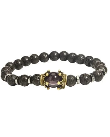 Bratara Pietre Naturale 5386K,  Negru lucios
