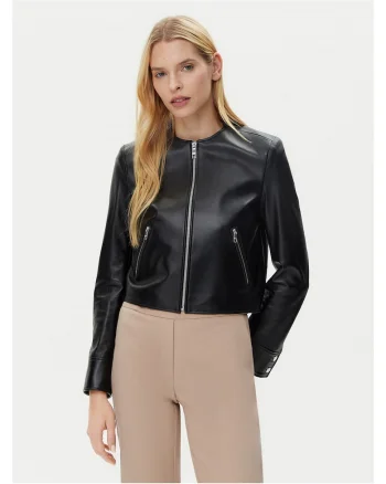 Geaca de piele,  neagra, femei, piele naturala