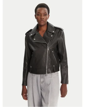 Geaca de piele,  neagra , femei, piele naturala