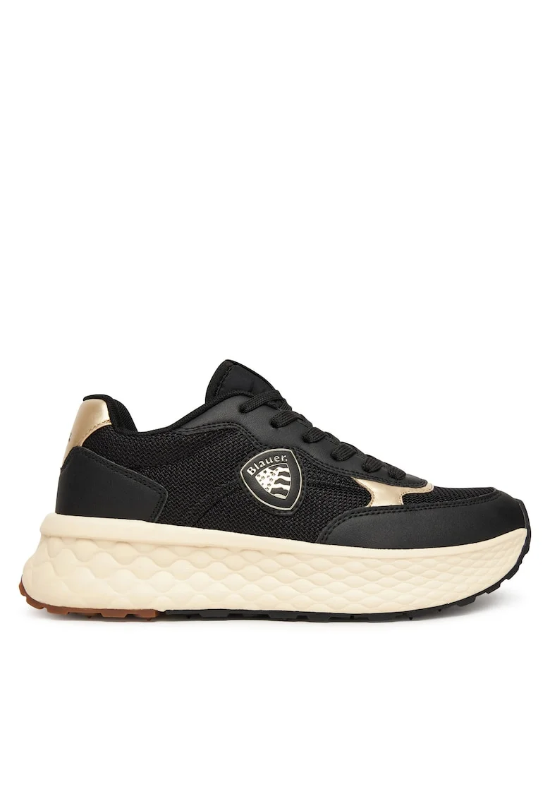 Pantofi sport dama,  textil, auriu/negru