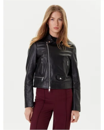 Geaca de piele,  neagra, piele naturala
