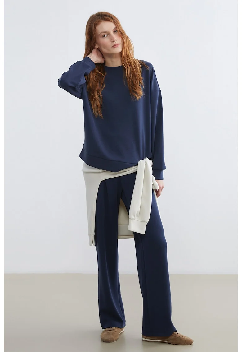 Pantaloni de trening din amestec de modal cu croiala relaxed-fit, Bleumarin