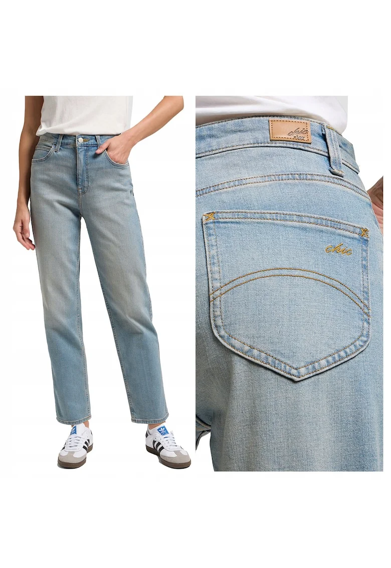 Blugi Dama,  CBL, Straight Fit, Talie Medie, Fermoar, Lungi, 5 Buzunare, Bumbac, Albastru, Albastru
