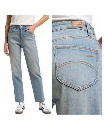 Blugi Dama,  CBL, Straight Fit, Talie Medie, Fermoar, Lungi, 5 Buzunare, Bumbac, Albastru, Albastru