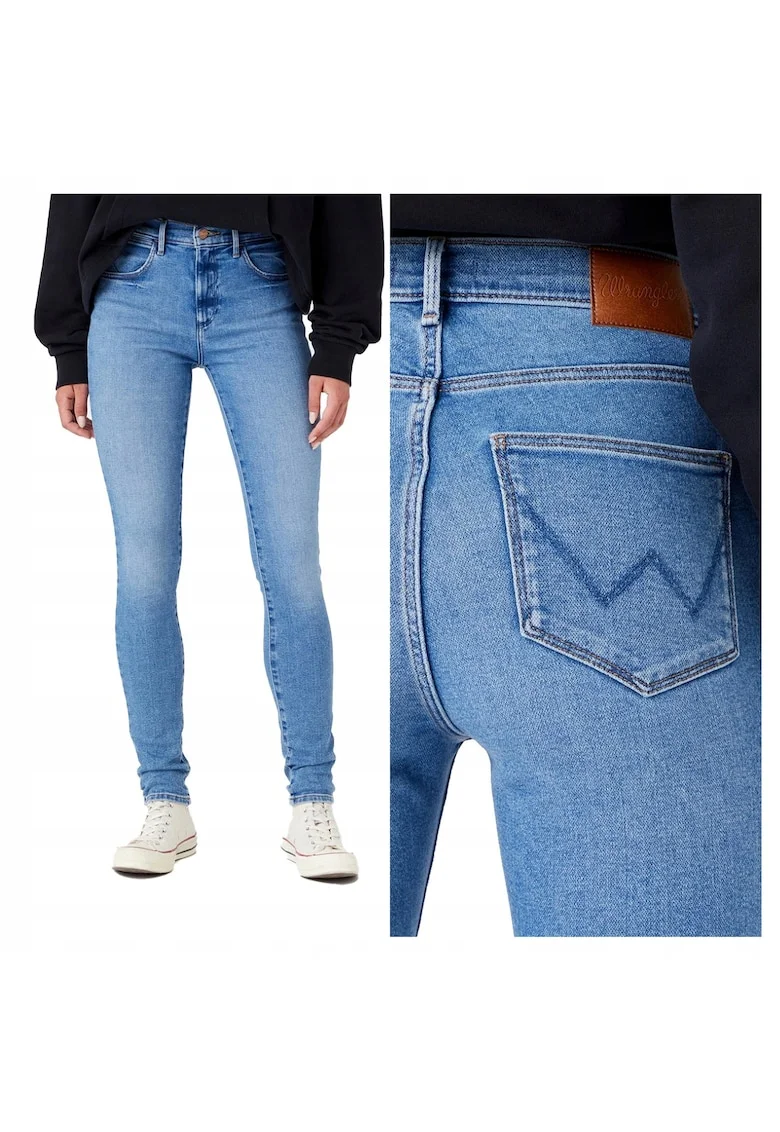 Blugi Dama,  High Rise Skinny Jeans, Skinny Fit, Talie Inalta, Fermoar, Lungi, 5 Buzunare, Bumbac, Albastru, Albastru