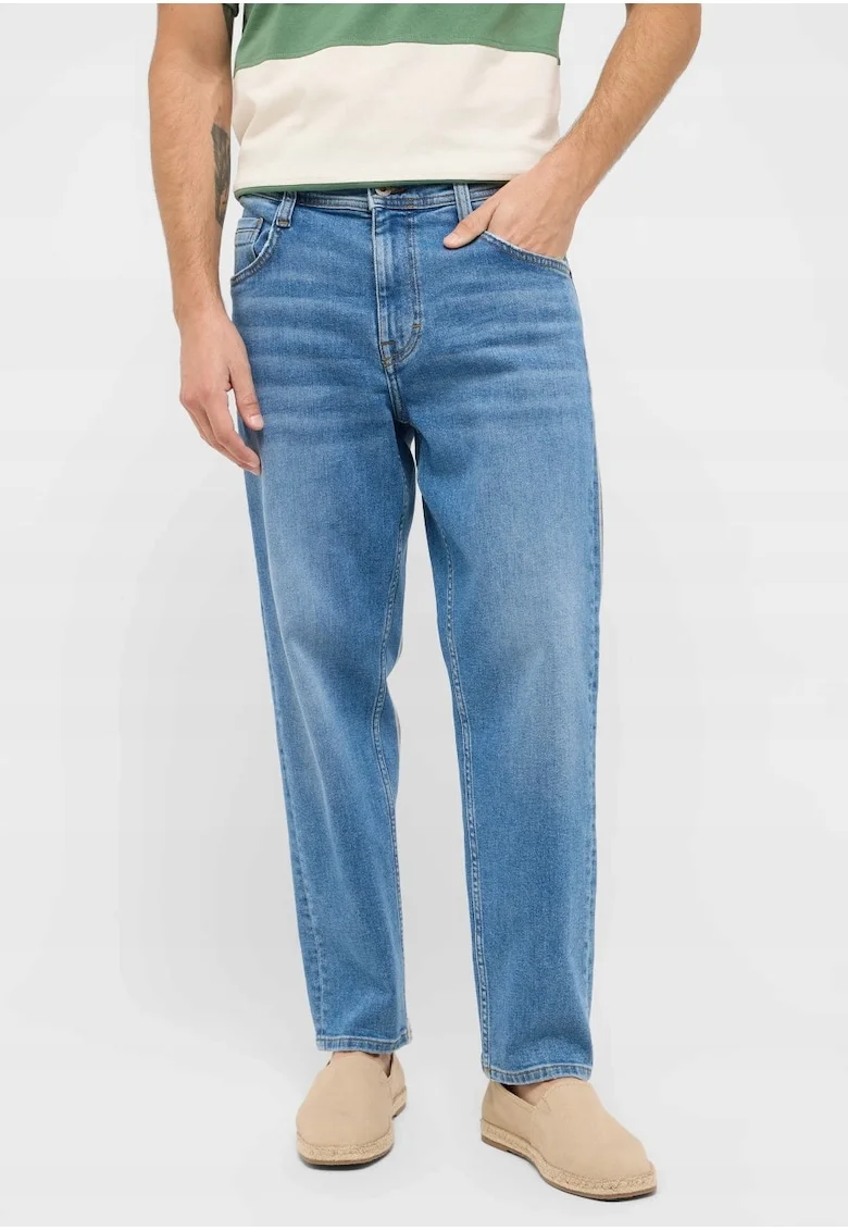Blugi Barbati,  Denver Straight, Straight Fit, Talie Joasa, Fermoar, Lungi, 5 Buzunare, Bumbac, W32-L30 US, Albastru