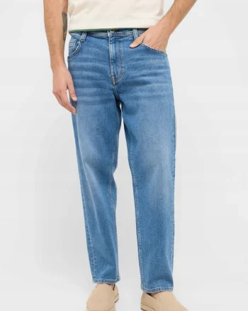Blugi Barbati,  Denver Straight, Straight Fit, Talie Joasa, Fermoar, Lungi, 5 Buzunare, Bumbac, W32-L30 US, Albastru