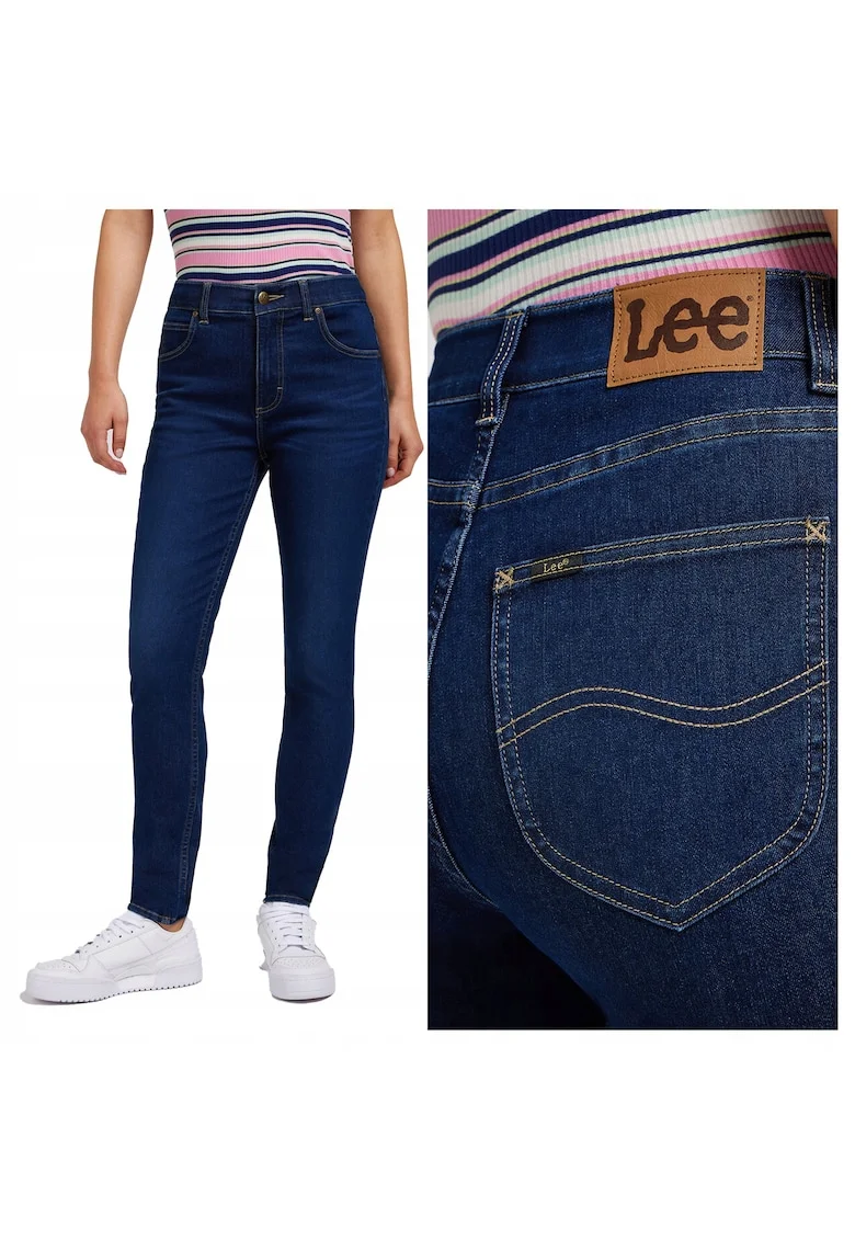 Blugi Dama,  ULC Skinny, Slim Fit, Talie Inalta, Fermoar, Lungi, 5 Buzunare, Bumbac, Albastru, Albastru