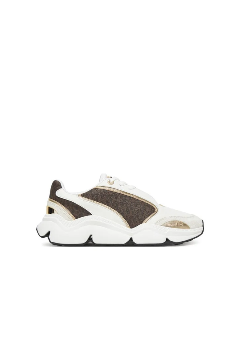 Pantofi sport dama,  43F5RNFS2S, piele naturala, maro/alb