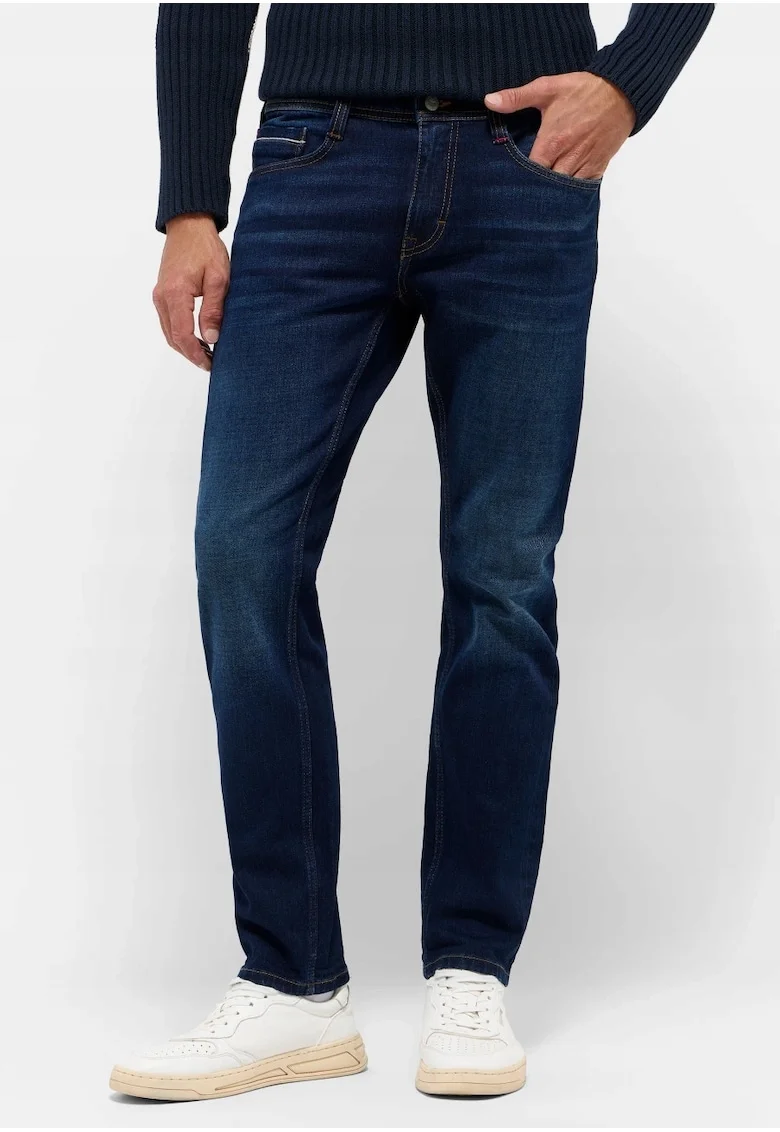 Blugi Barbati,  Style Oregon Slim, Slim Fit, Talie Joasa, Fermoar, Lungi, 5 Buzunare, Bumbac, W32-L32 US, Albastru