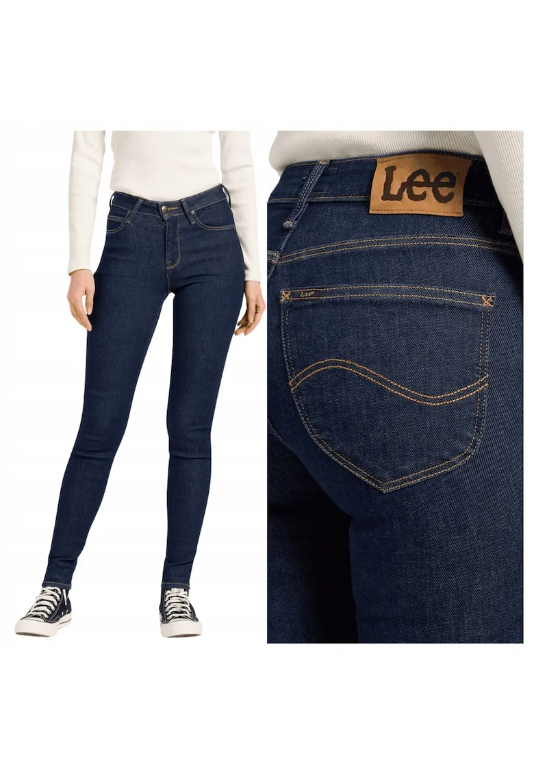 Blugi Dama,  Scarlett High, Skinny Fit, Talie Inalta, Fermoar, Lungi, 5 Buzunare, Bumbac, W27-L31 US, Albastru