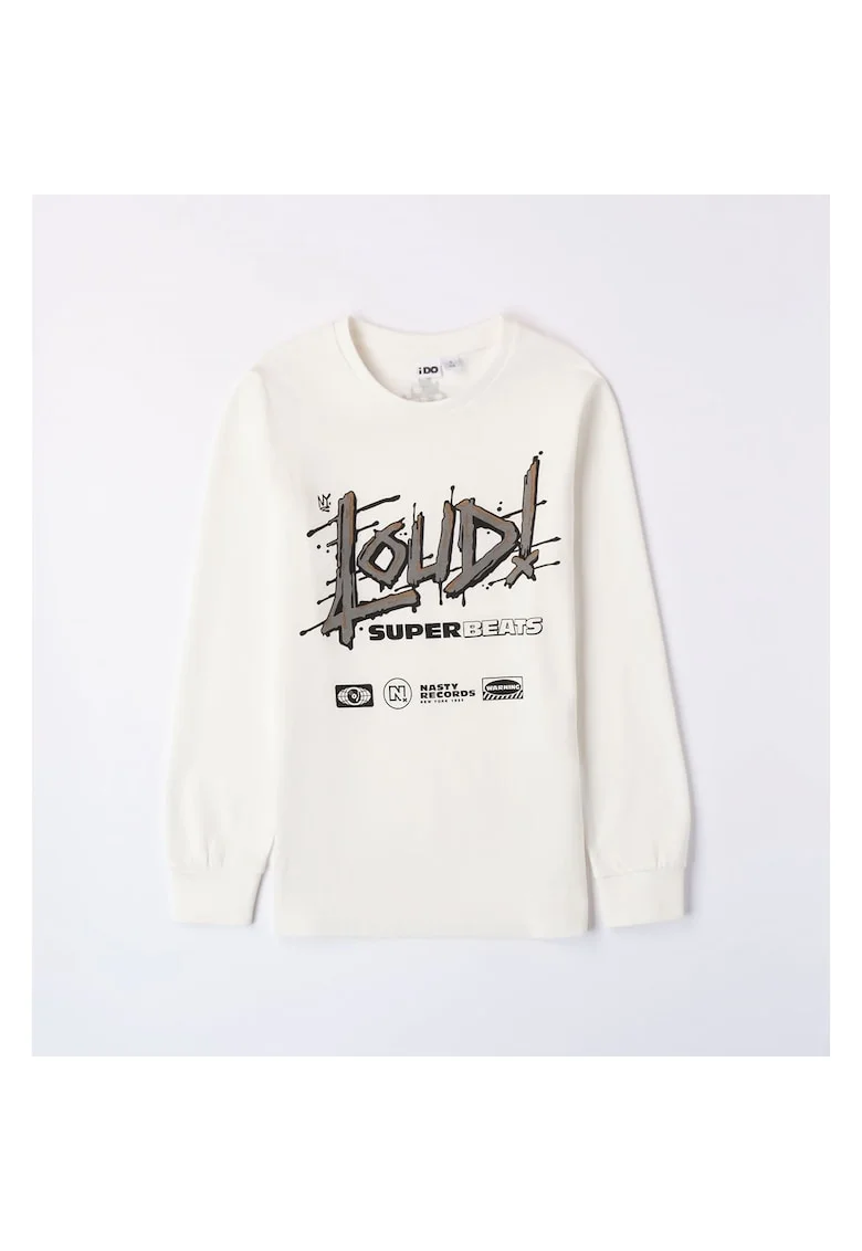 Bluza cu imprimeu pentru baiat,  4.7694, Alb/Negru/Maro/Gri