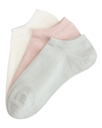 Sosete dama, Scurte, Set de 3 perechi, Gri, Roz, Alb, Reya, Roz