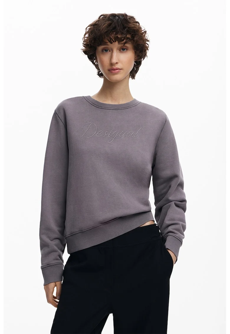 Bluza de trening cu logo cu strasuri, Lila pal