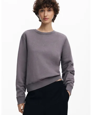 Bluza de trening cu logo cu strasuri, Lila pal