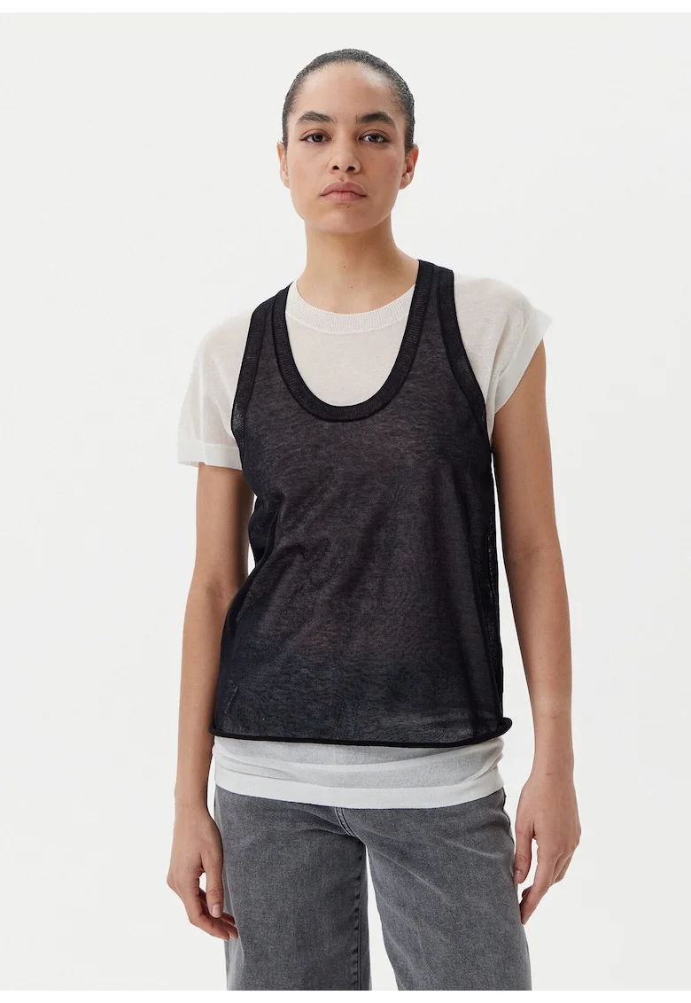 Top dama  105152 A2LS, negru, alb