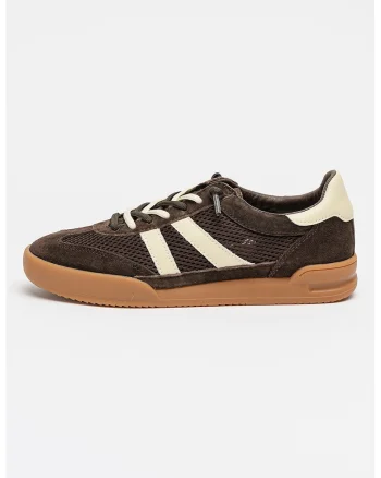 Pantofi sport Verdict cu garnituri din piele intoarsa, Maro inchis/Alb murdar