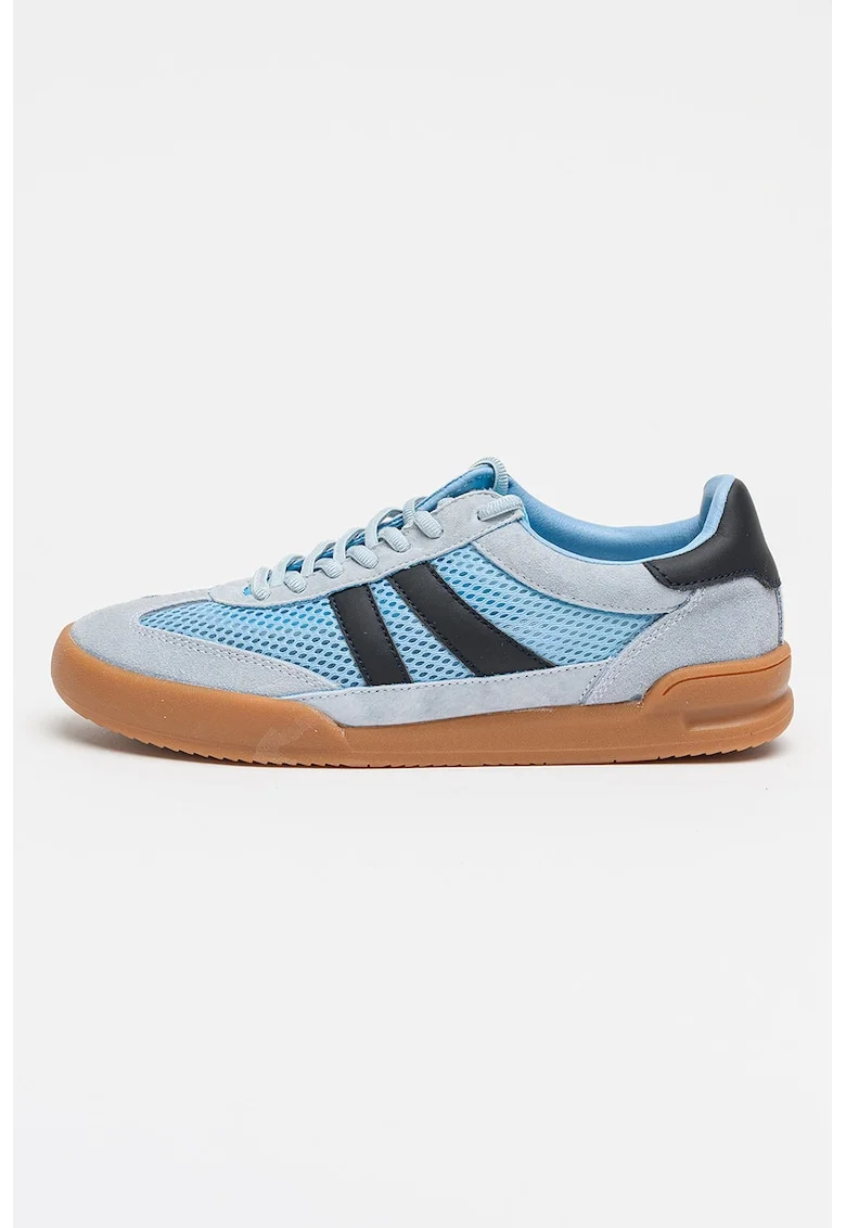 Pantofi sport Verdict cu garnituri din piele intoarsa, Negru/Albastru prafuit/Albastru lavanda
