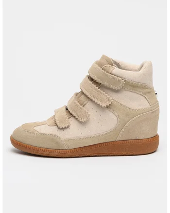 Pantofi sport Mustang wedge cu velcro, Maro nisip/Maro camel
