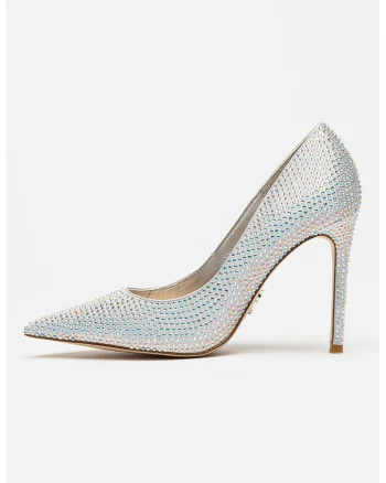 Pantofi stiletto decorati cu strasuri Thrive, Gri deschis/Argintiu
