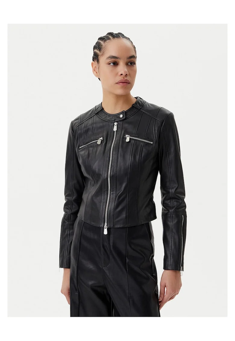 Geaca de piele,  piele, Negru
