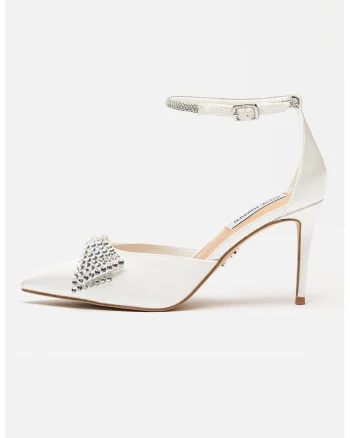 Pantofi din piele ecologica cu toc clasic Last Dance, Alb optic/Argintiu