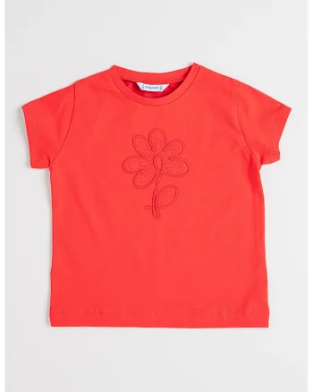 Tricou din amestec de bumbac cu broderie, Rosu