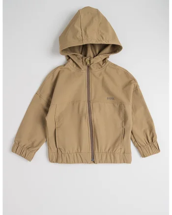 Jacheta cu gluga si logo discret, Maro camel