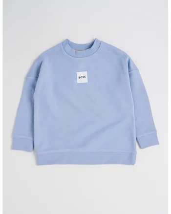 Bluza de trening din amestec de bumbac cu decolteu la baza gatului, Albastru deschis