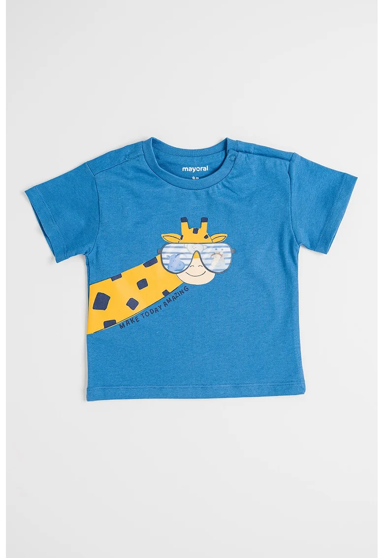 Tricou de bumbac cu imprimeu, Albastru prafuit