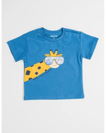 Tricou de bumbac cu imprimeu, Albastru prafuit
