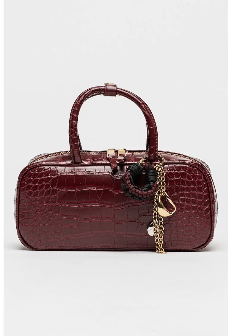 Geanta bowler de piele ecologica Flyn, Maro cognac