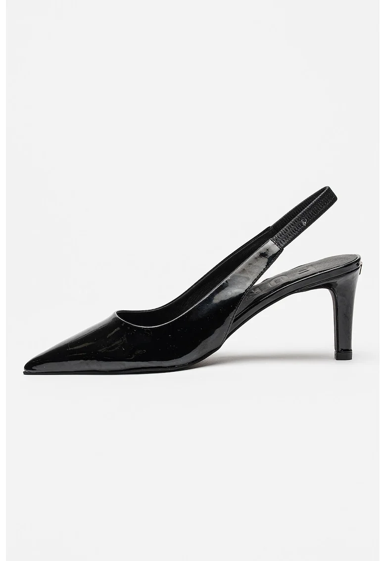 Pantofi slingback din piele cu toc clasic, Negru