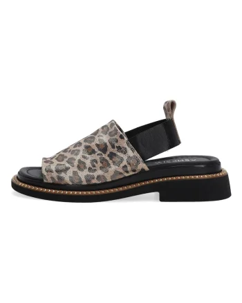 Sandale din piele cu animal print