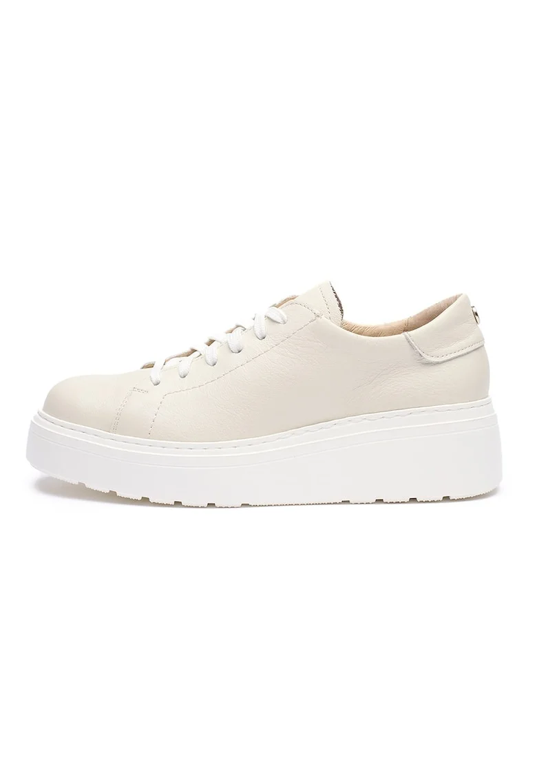 Pantofi sport din piele cu talpa wedge, Crem