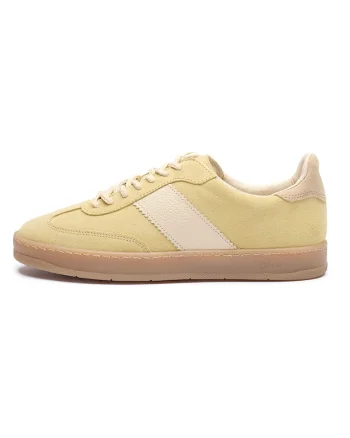 Pantofi sport din piele si piele intoarsa Nora, Galben pal/Bej
