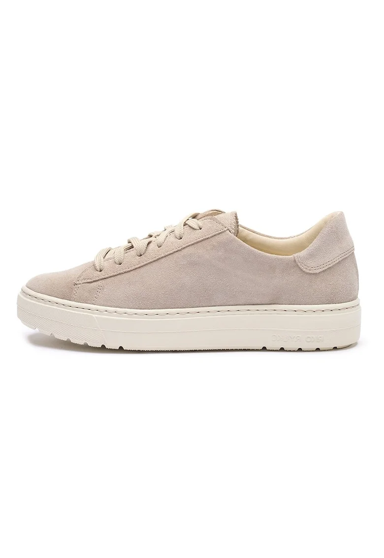 Pantofi sport din piele intoarsa cu varf rotund, Maro nisip