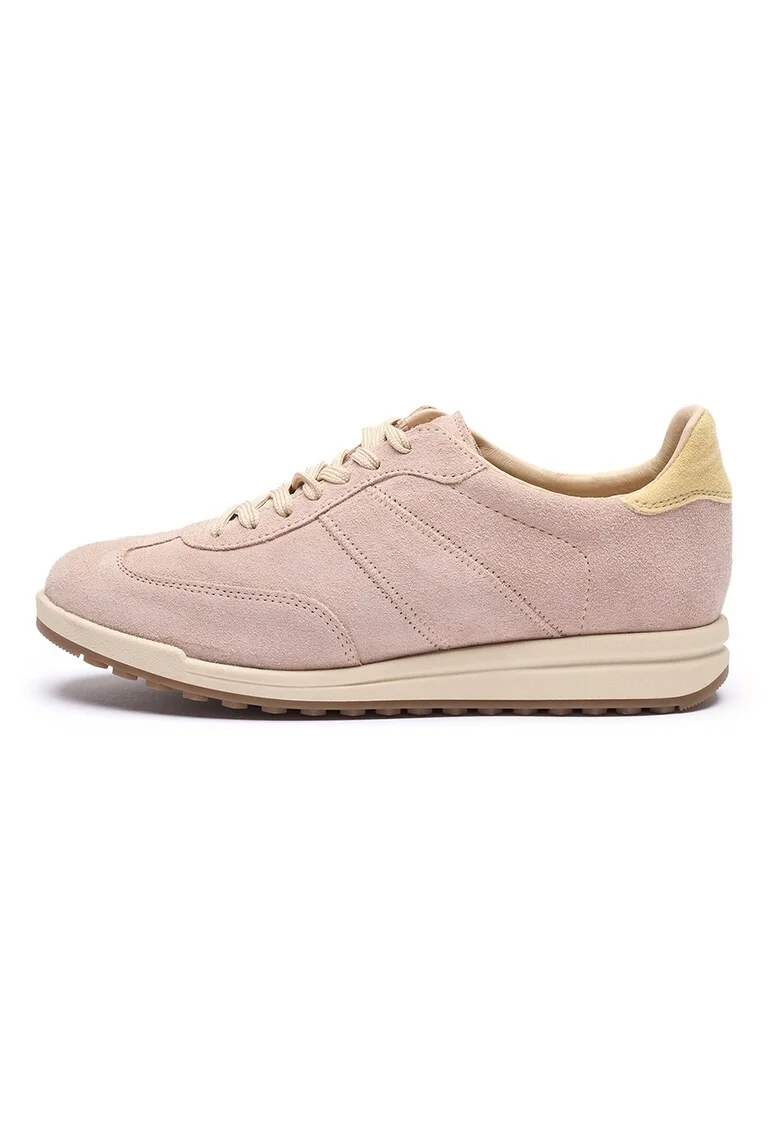 Pantofi sport low-cut din piele intoarsa, Bej