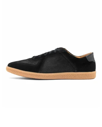 Pantofi sport low-cut din piele si piele intoarsa, Negru