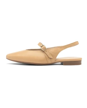 Balerini slingback de piele intoarsa Salma, Bej