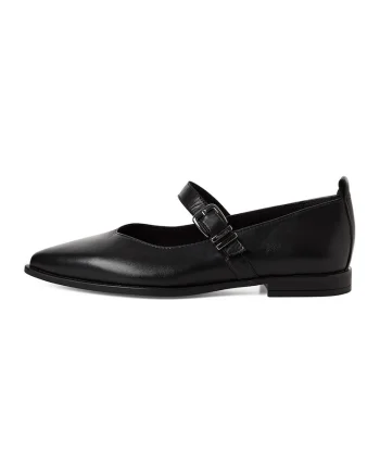 Balerini Mary Jane de piele, Negru