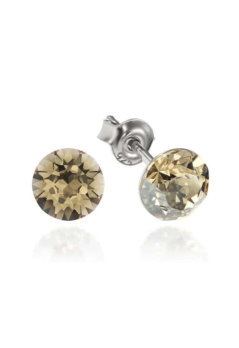 Cercei Argint 925 placat cu rodiu cu cristale Swarovski® Xirius 6mm, Galben inchis