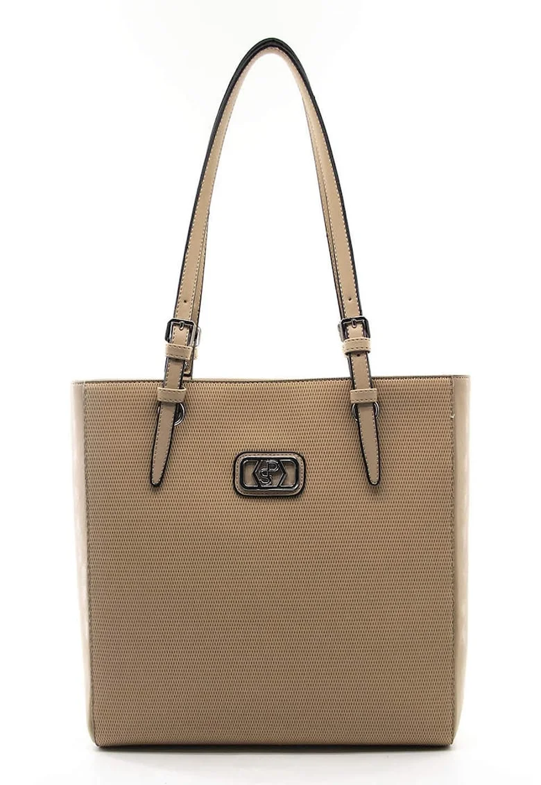 Geanta shopper de piele ecologica, Maro camel
