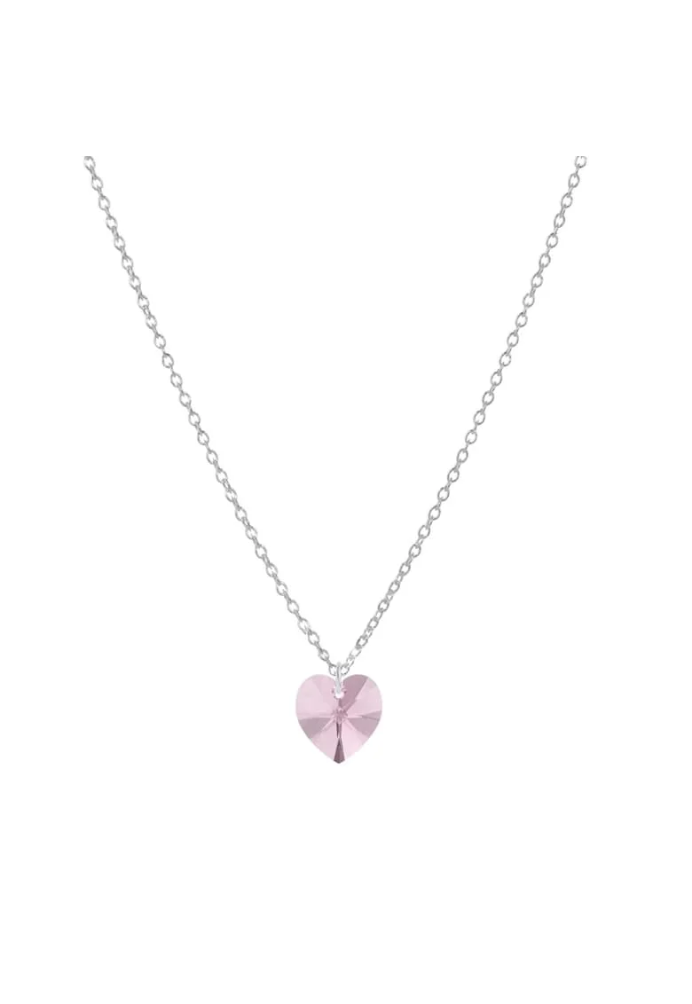Lantisor din Argint 925 cu pandantiv Inima Swarovski, reglabil 40-43 cm, dama, Roz