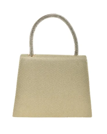Geanta cu maner, clapa si particule stralucitoare, Auriu/Maro camel