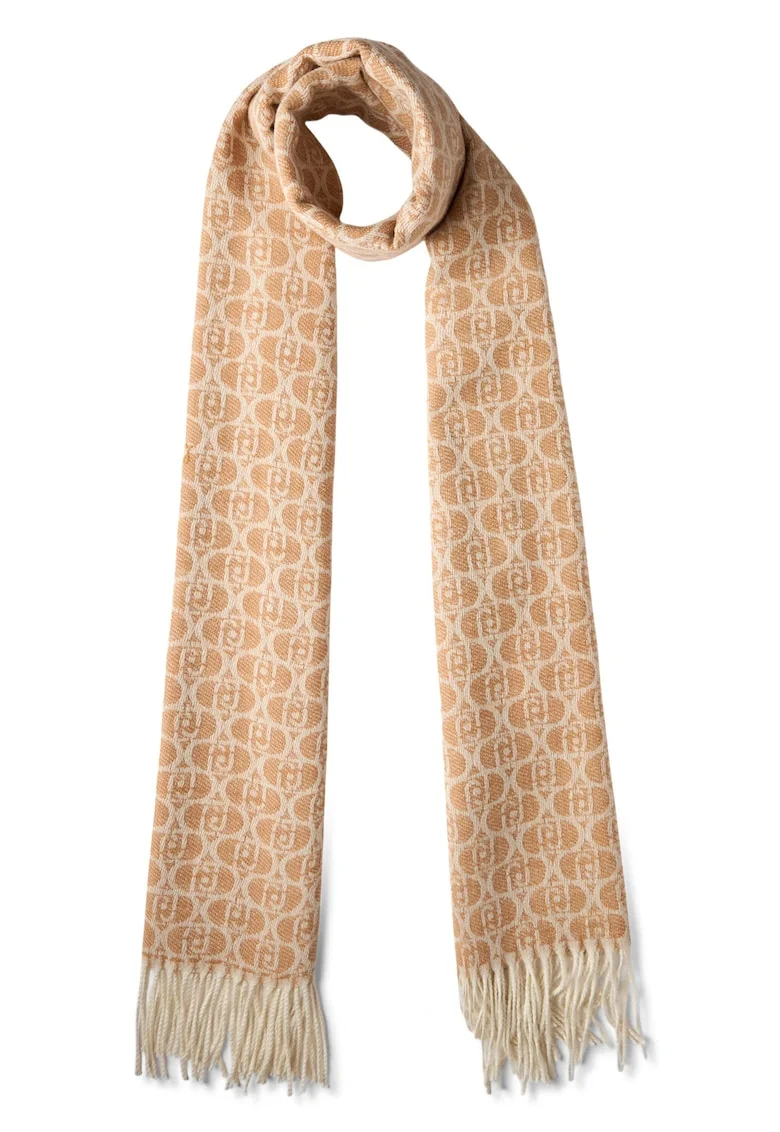 Esarfa din jacquard cu monograma, Maro camel