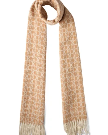 Esarfa din jacquard cu monograma, Maro camel